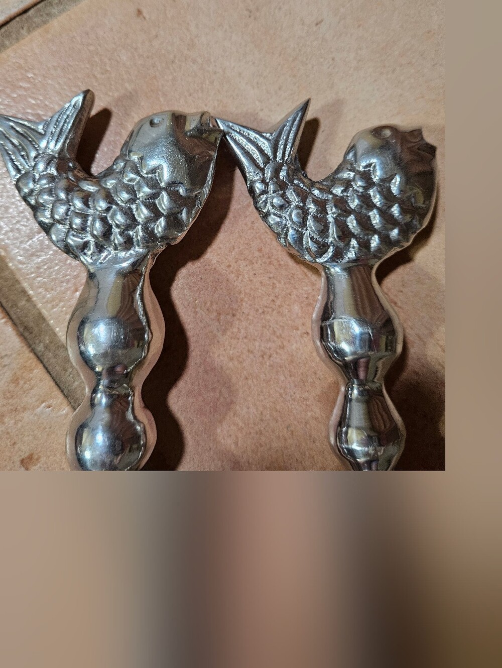 Salad Serving Spoon & Fork With Beaded Handle And Fish - Picture 3 of 6